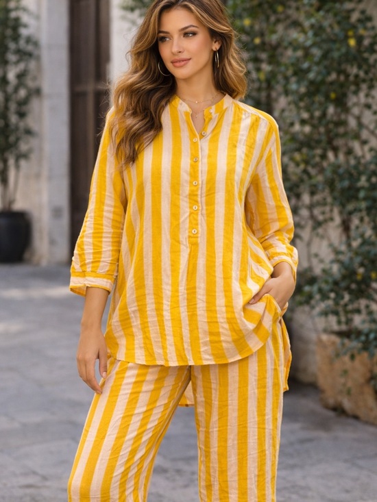 Matta Tops - Matta Handwoven Stripe Lightweight Boho Tunic Set Size XS